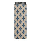 Fleur de Lis, Navy Blue on Beige, Royal, Your Name Thermosbecher (Rückseite)