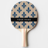 Fleur de Lis, Navy Blue on Beige, Royal, Your Name Tischtennis Schläger (Vorderseite)