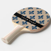 Fleur de Lis, Navy Blue on Beige, Royal, Your Name Tischtennis Schläger (Vorderseite)