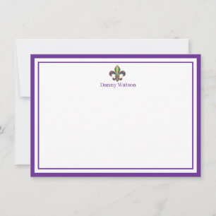 Fleur De Lis Notizkarte mit individuellem Namen Mitteilungskarte