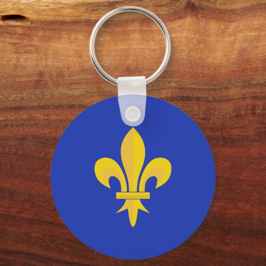 Fleur de Lis on Royal Blue Keychain Schlüsselanhänger (Vorderseite)