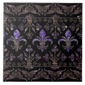 Fleur-de-lis-Ornament Amethyst lila Fliese (Vorderseite)