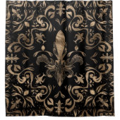 Fleur-de-lis Ornament Black and Gold Duschvorhang (Vorderseite)