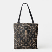 Fleur-de-lis Ornament Black and Gold Tasche (Rückseite)