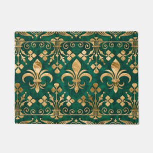 Fleur-de-lis-Ornament Emerald Green Fußmatte