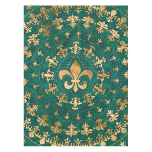 Fleur-de-lis-Ornament Emerald Green Tischdecke