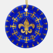 Fleur-de-lis-Ornament Lapis Lazuli und Gold Keramik Ornament (Vorne)