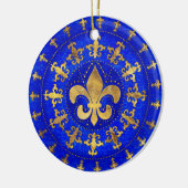 Fleur-de-lis-Ornament Lapis Lazuli und Gold Keramik Ornament (Links)