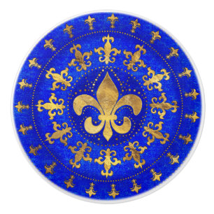 Fleur-de-lis-Ornament Lapis Lazuli und Gold Keramikknauf