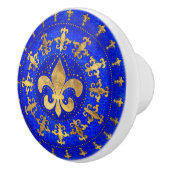 Fleur-de-lis-Ornament Lapis Lazuli und Gold Keramikknauf (Rechts)