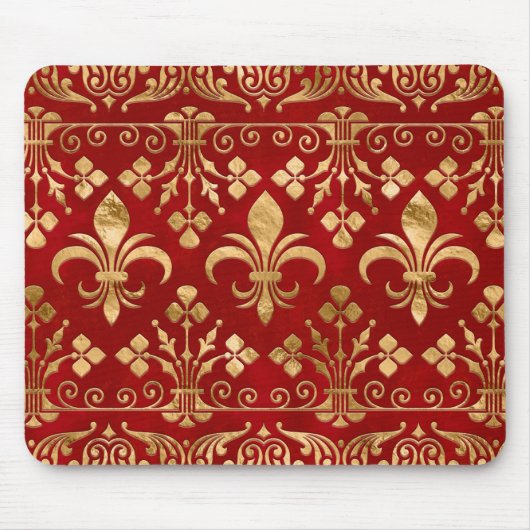 Fleur-de-lis-Ornament Luxury Red Mousepad (Vorne)