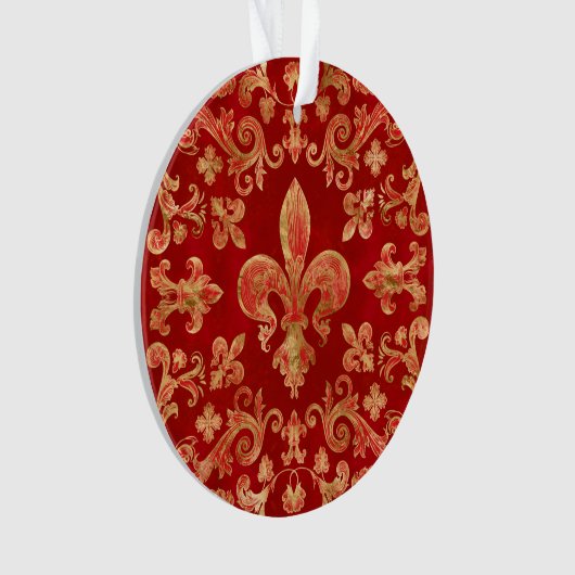 Fleur-de-lis-Ornament Luxury Red Ornament (Vorderseite)