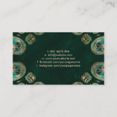 Fleur-de-lis Ornament Malachit und Gold Visitenkarte (Rückseite)