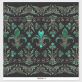 Fleur-de-lis-Ornament Malachite Green Aufkleber (Blatt)