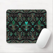 Fleur-de-lis-Ornament Malachite Green Mousepad (Mit Mouse)