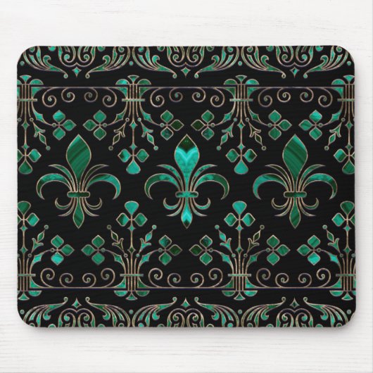 Fleur-de-lis-Ornament Malachite Green Mousepad (Vorne)