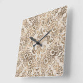 Fleur-de-lis Ornament - pastellfarbenes Gold Quadratische Wanduhr (Winkel)