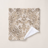 Fleur-de-lis-Ornament - Pastellgold Badhandtuch Set (Waschlappen)