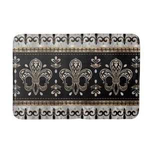 Fleur-de-lis-Ornament - Perle und Gold Badematte