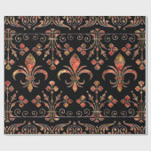 Fleur-de-lis-Ornament Roter Marmor Geschenkpapier (Flach)