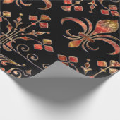 Fleur-de-lis-Ornament Roter Marmor Geschenkpapier (Ecke)