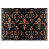 Fleur-de-lis-Ornament Roter Marmor Schneidebrett (Vorderseite)
