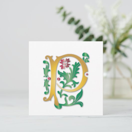 Fleur-de-lis P Monogramm Einladung (Stehend Vorderseite)