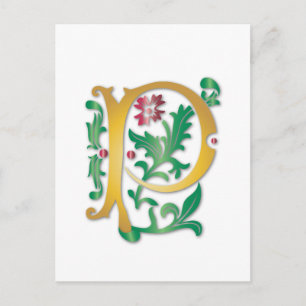 Fleur-de-lis P Monogramm Postkarte