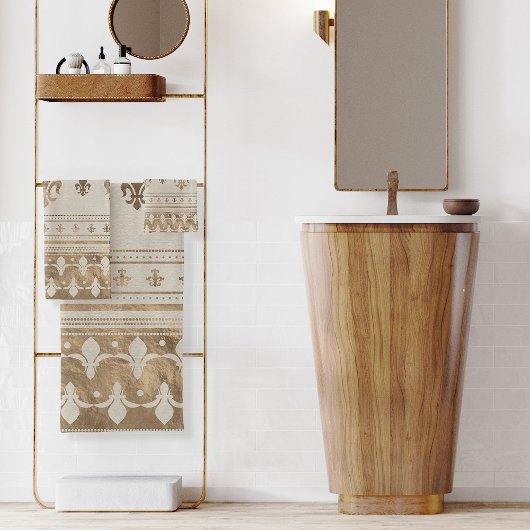 Fleur-de-lis Pastel Gold Badhandtuch Set