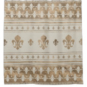 Fleur-de-lis Pastel Gold Duschvorhang (Vorderseite)