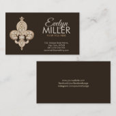 Fleur-de-lis Pearl and Gold Ornament Visitenkarte (Vorne/Hinten)