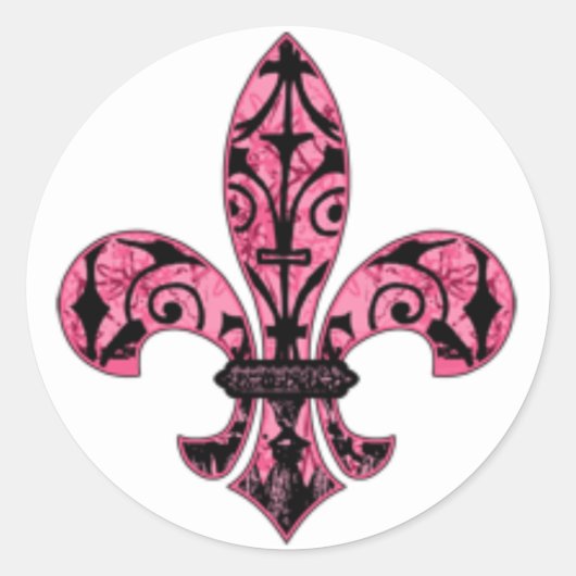 Fleur de lis Rosa Karten und Aufkleber (Vorderseite)