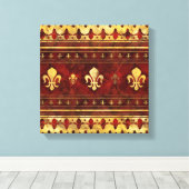 Fleur-de-lis Roter Marmor und Gold Leinwanddruck (Insitu (Holzboden))