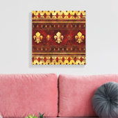Fleur-de-lis Roter Marmor und Gold Leinwanddruck (Insitu (Wohnzimmer))
