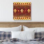 Fleur-de-lis Roter Marmor und Gold Leinwanddruck (Insitu (Schlafzimmer))