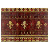 Fleur-de-lis Roter Marmor und Gold Schneidebrett (Vorderseite)