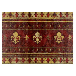 Fleur-de-lis Roter Marmor und Gold Schneidebrett