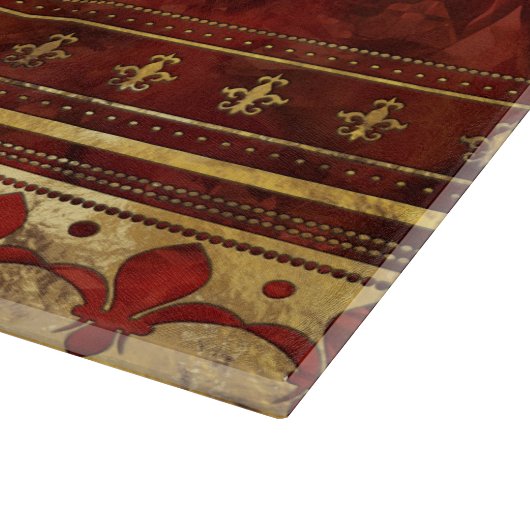 Fleur-de-lis Roter Marmor und Gold Schneidebrett (Ecke)