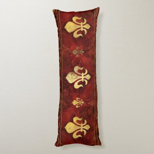 Fleur-de-lis Roter Marmor und Gold Seitenschläferkissen (Rückseite (Vertikal))