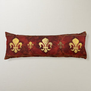 Fleur-de-lis Roter Marmor und Gold Seitenschläferkissen