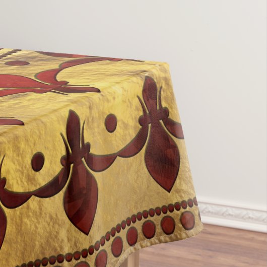 Fleur-de-lis Roter Marmor und Gold Tischdecke (Beispiel)