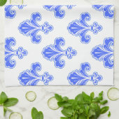 Fleur-de-lis, Royal Blue & White Geschirrtuch (Gefaltet)
