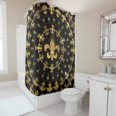 Fleur-de-lis - Rundschmuck - Gold und Schwarz Duschvorhang (Beispiel)