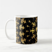 Fleur-de-lis - Rundschmuck - Gold und Schwarz Kaffeetasse (Links)