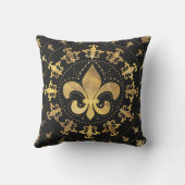 Fleur-de-lis - Rundschmuck - Gold und Schwarz Kissen (Rückseite)