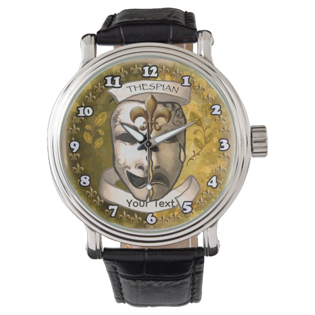 Fleur De Lis Schauspielermasken Armbanduhr (Vorderseite)