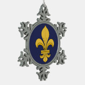 Fleur-de-lis Schneeflocken Zinn-Ornament (Links)