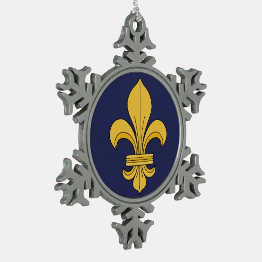 Fleur-de-lis Schneeflocken Zinn-Ornament (Links)