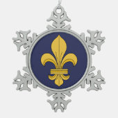 Fleur-de-lis Schneeflocken Zinn-Ornament (Vorderseite)