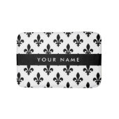 Fleur de Lis, Schwarz auf Weiß, Schwarz, Ihr Name Badematte (Vorderseite)